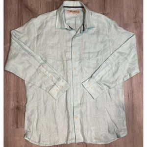 Tommy Bahama Men’s 100% Linen Long Sleeve Shirt Teal‎ Size L
